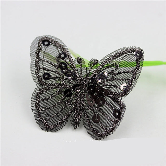 Black Sequin Mesh Gauze Butterfly