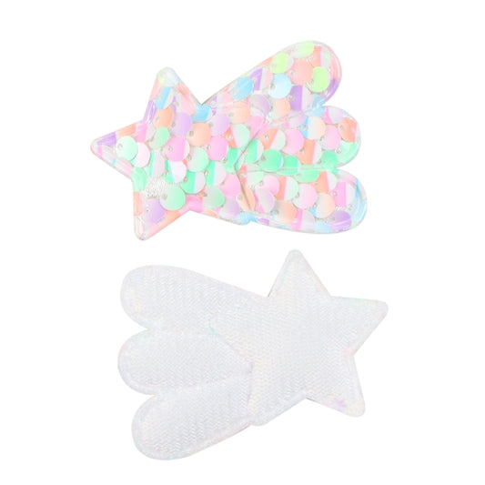 Pastel Sequin Rainbow Shooting Star Embroidery Patch