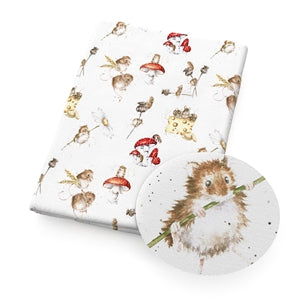 Cute Mouse Print Faux Leather Fabric Sheets