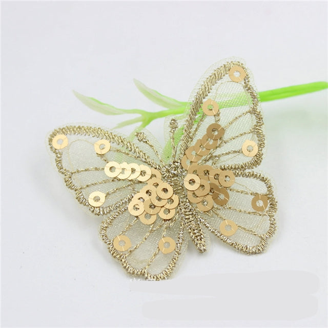 Gold Sequin Mesh Gauze Butterfly