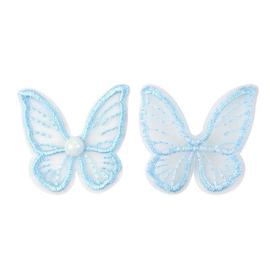 Blue Transparent Mesh Butterfly With Pearl Centre