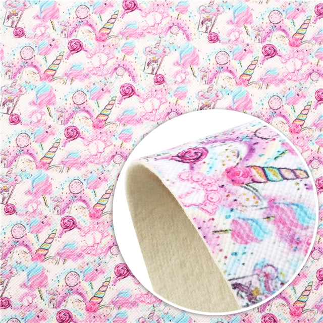 Candy Unicorn Faux Leather Fabric Sheets