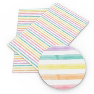 Watercolour Stripes Faux Leather Fabric Sheets