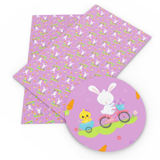 Bunny + Berties Bike Ride Faux Leather Fabric Sheets