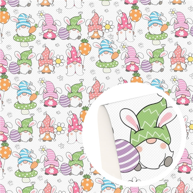 Easter Gnome Fine Glitter Faux Leather Fabric Sheets