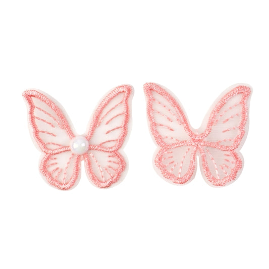 Dark Pink Transparent Mesh Butterfly With Pearl Centre