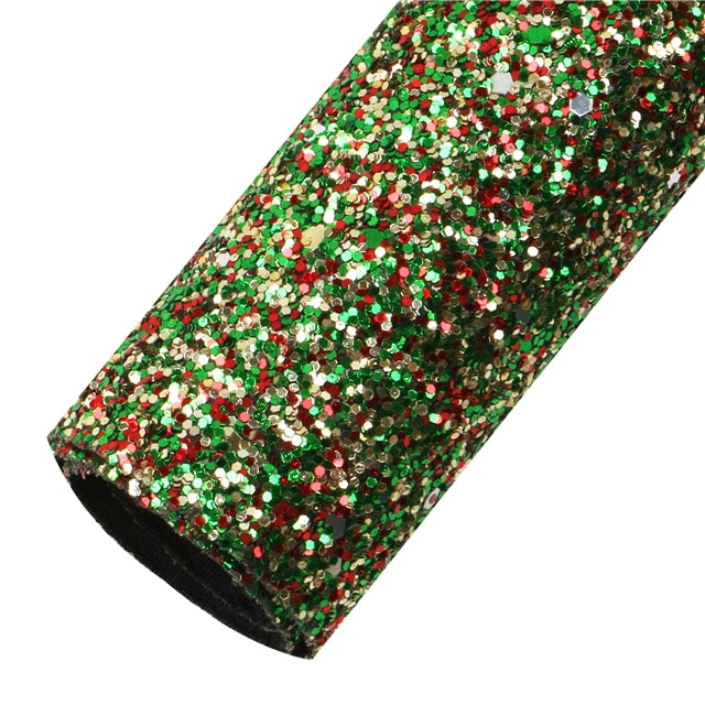 Colors Of Christmas Chunky Glitter Faux Leather Fabric Sheets