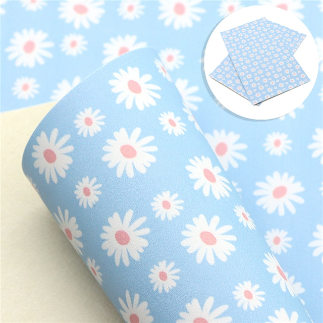 Fine Glitter Blue Daisy Fabric Sheet