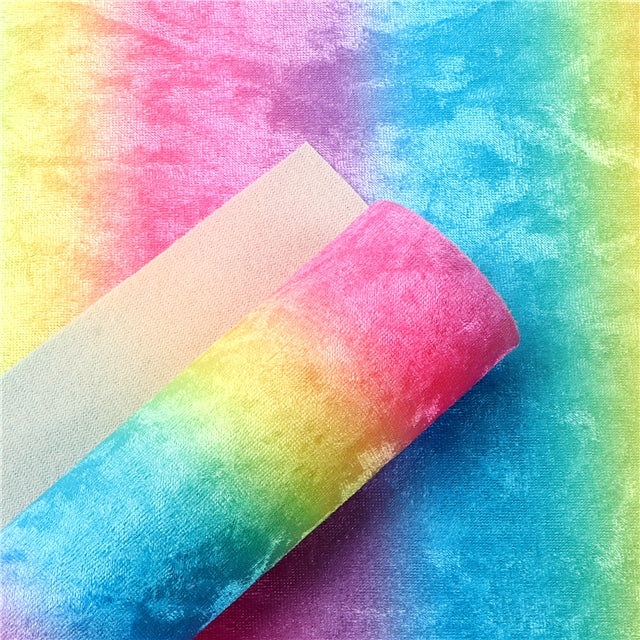 Rainbow Velvet Unbacked Fabric Sheet