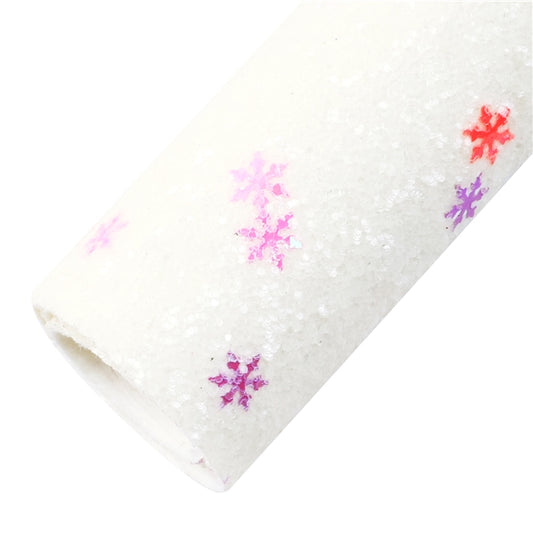 Multicoloured Sequin Snowflake Faux Leather Fabric Sheets