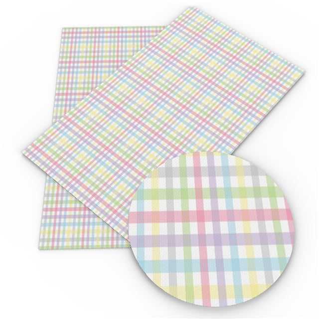 Rainbow Gingham Faux Leather Fabric Sheets