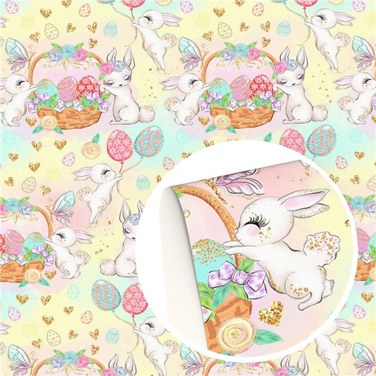 Easter Bunny Fine Glitter Faux Leather Fabric Sheets