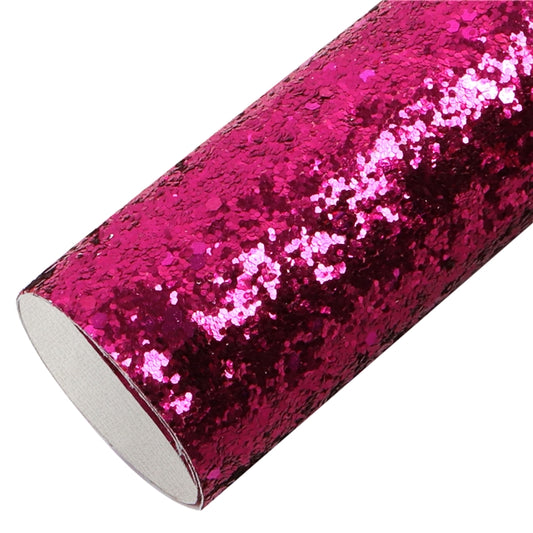 Dark Pink Chunky Glitter Faux Leather Fabric Sheets