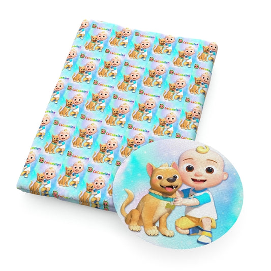 Cocomelon Boy And Dog Faux Leather Fabric Sheets