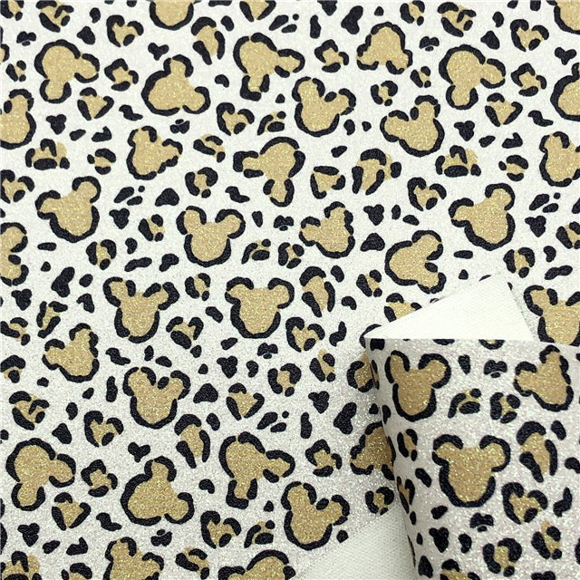 Disney Leopard Chunky Glitter Faux Leather Fabric Sheets