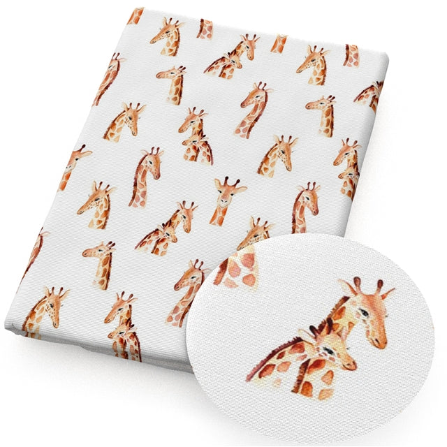 Mom And Baby Giraffe Faux Leather Fabric Sheets