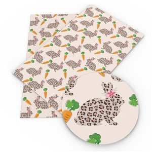 Leopard Print Bunny Faux Leather Fabric Sheets