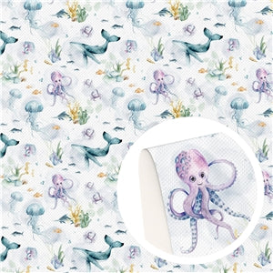 Sea Creatures Faux Leather Fabric Sheets