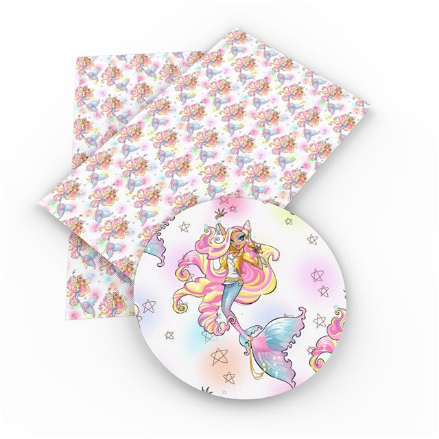 Unicorn Mermaid Fine Glitter Faux Leather Fabric Sheets