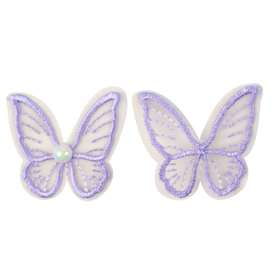 Lilac Transparent Mesh Butterfly With Pearl Centre