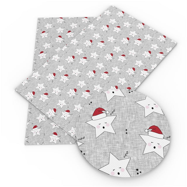 Sleepy Christmas Stars Fine Glitter Leather Fabric Sheets