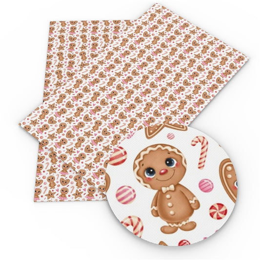 Fine Glitter Gingerbread Girl Faux Leather Fabric Sheets