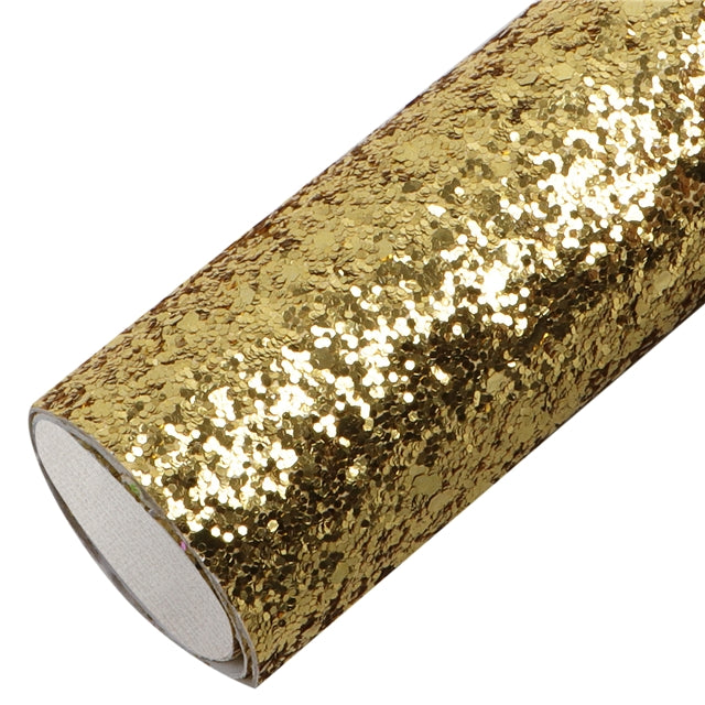 Gold Chunky Glitter Faux Leather Fabric Sheets