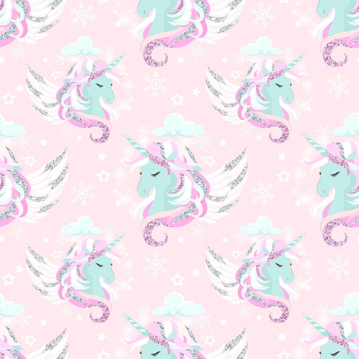 Christmas Pink Unicorn Head Faux Leather Fabric Sheets