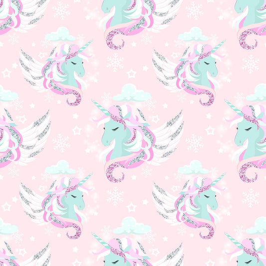 Christmas Pink Unicorn Head Faux Leather Fabric Sheets