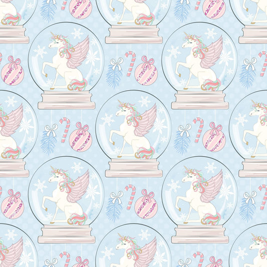 Christmas Snow Globe Unicorn Faux Leather Fabric Sheets