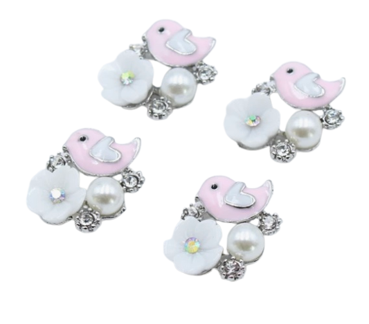 Diamanté Pink Bird Flatback Embellishment