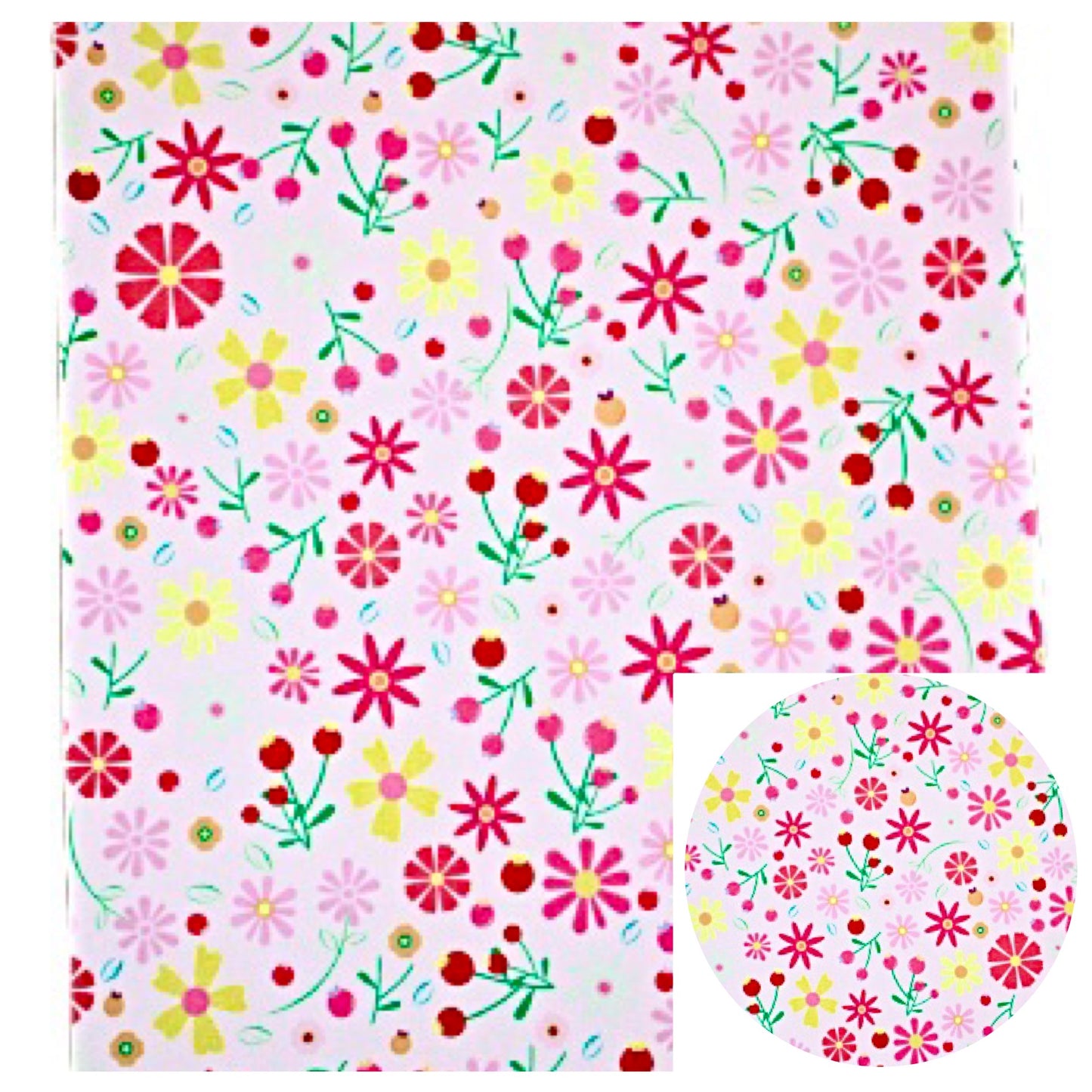 Pink Flower Faux Leather Fabric Sheets