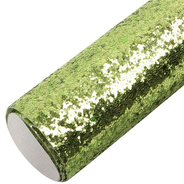 Light Green Chunky Glitter Faux Leather Fabric Sheets