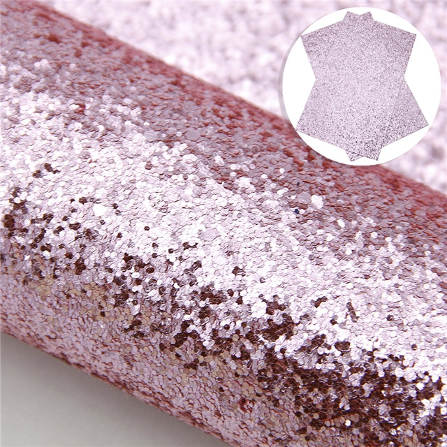 Light Pink Chunky Glitter Faux Leather Fabric Sheets