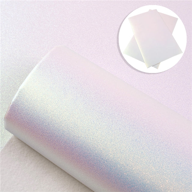 Iridescent Pearl White Faux Leather Fabric Sheets