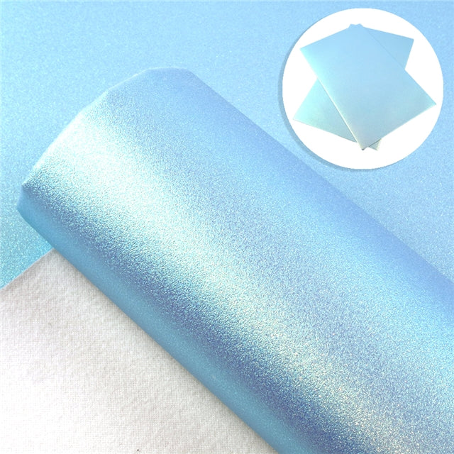 Iridescent Pearl Blue Faux Leather Fabric Sheets