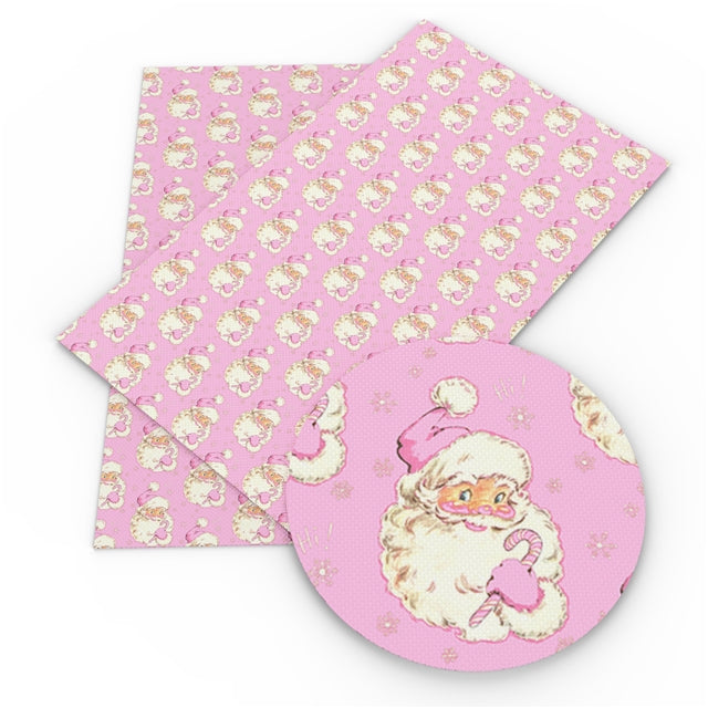 Pink Santa Faux Leather Fabric Sheets