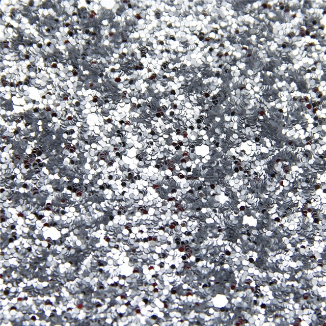 Silver Chunky Glitter Faux Leather Fabric Sheets