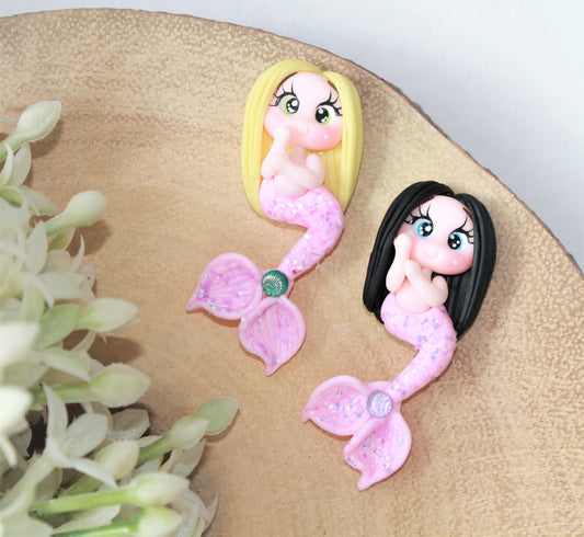 Cute Mermaids Flat Back Clay Embellishment