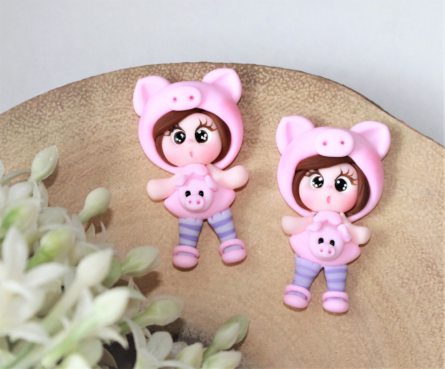 Onesie Pig Doll Flat Back Clay Embellishment