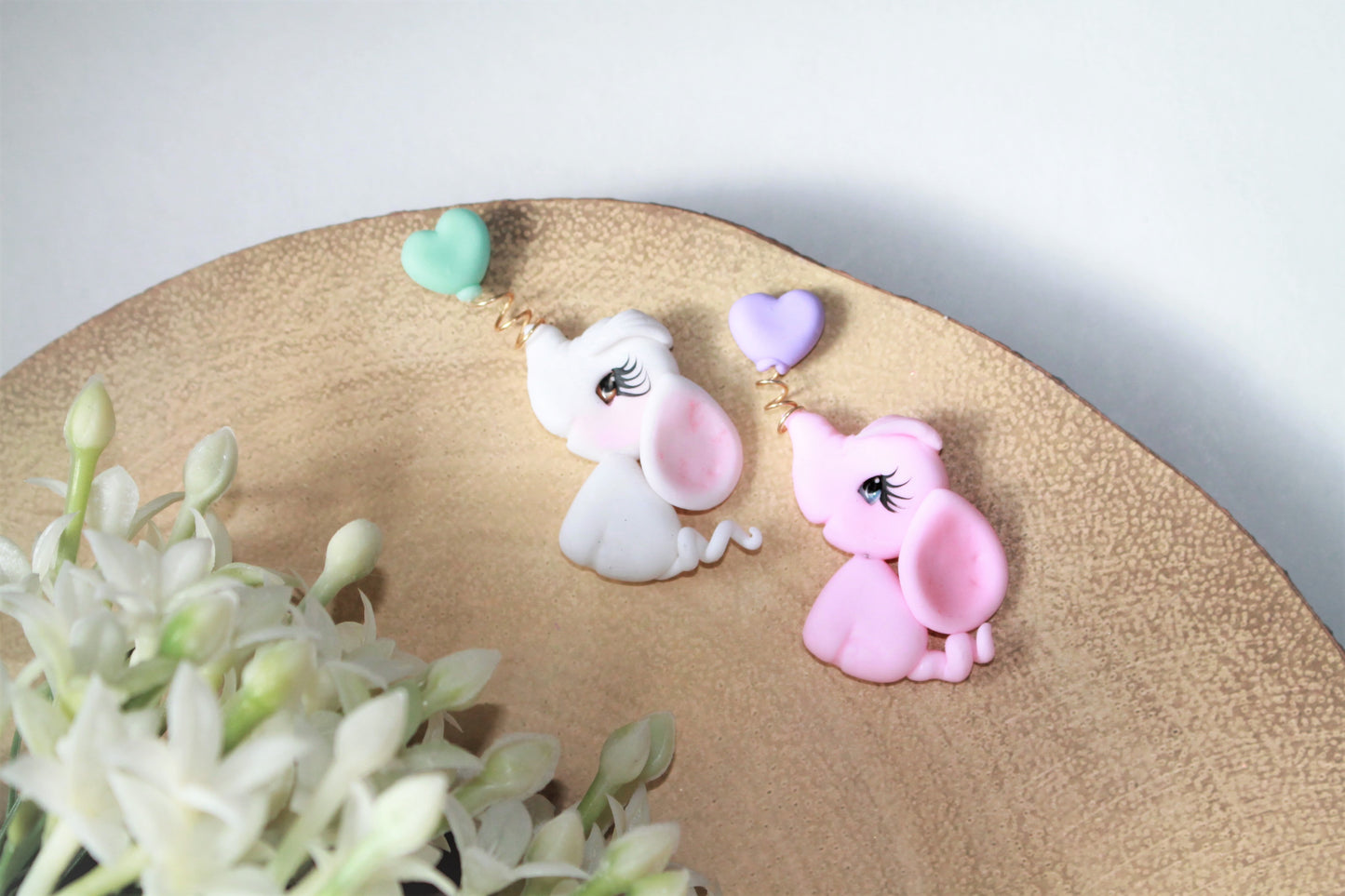 Cute Elephants Flat Back Clay Embellishment