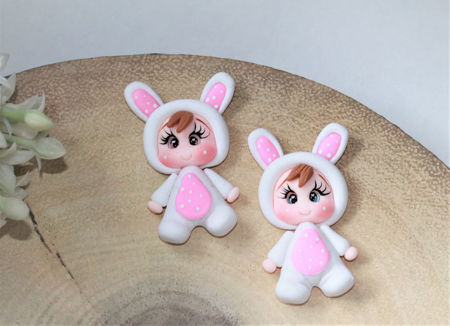 Onesie Bunny Doll Flat Back Clay Embellishment