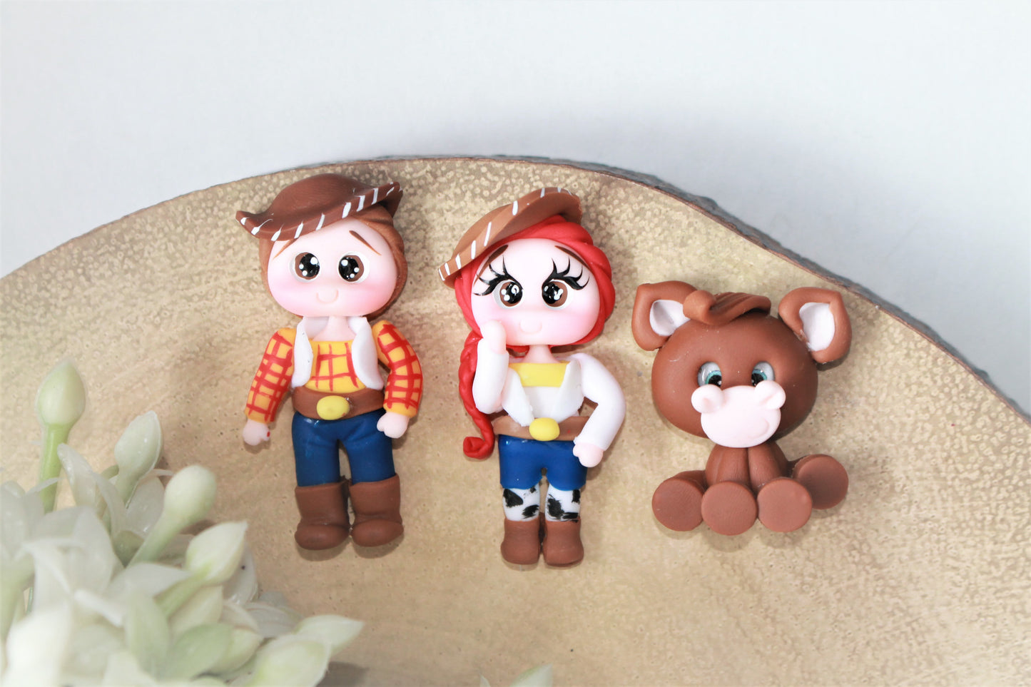 Cute Character Cow Girl/Boy/Pony Flat Back Clay Embellishment