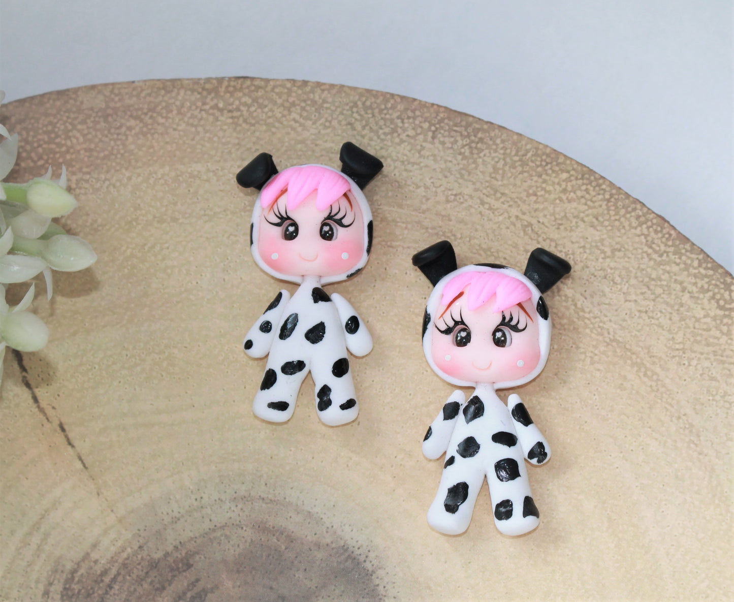 Onesie Cow Doll Flat Back Clay Embellishment