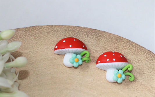 Toadstool Flat Back Clay Embellishment