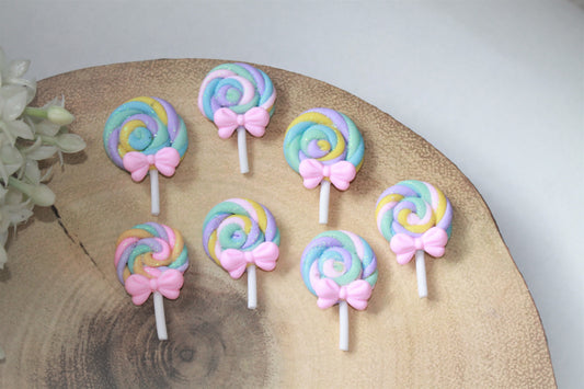 Glitter Lollipops Flat Back Clay Embellishment